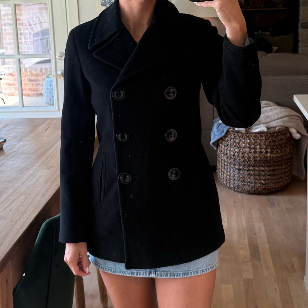 Women's Calvin Klein Black Double-Breasted Coat